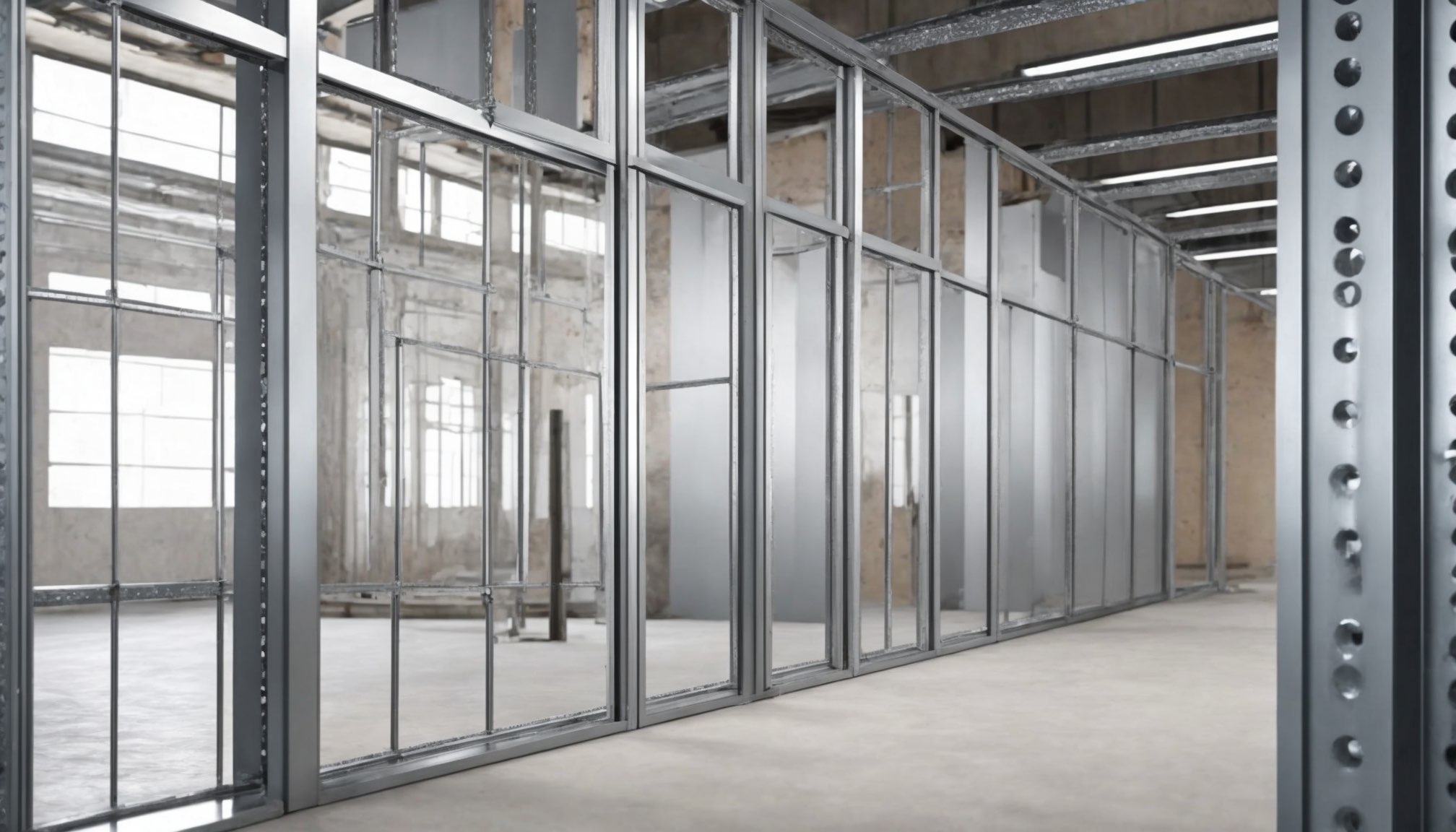 Galvanised metal stud partition framework in a Solihull commercial fit-out